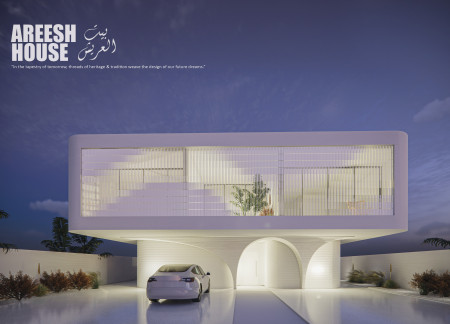 Curvilinear Design Featuring 3D Printed Elements and Aluminum Screens in a Sustainable Residential Setting
