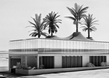 Transparent Solar Panels and Local Stone Create Flexible Living Spaces in Sustainable Desert Villa