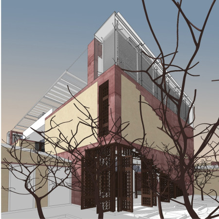 Malqaf-Enhanced Community Hub Using Thermal Mass Brick and Natural Ceramics