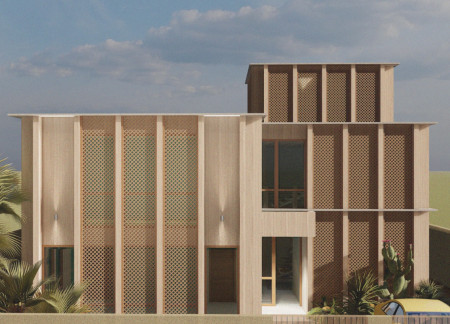 Charred Wooden Shingles and Cross-Laminated Timber Panels Elevate Community Engagement Space