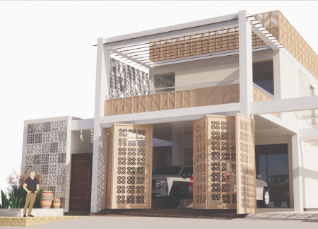 Charred Wooden Shingles and Green Roof Integration in a Flexible Community Workspace