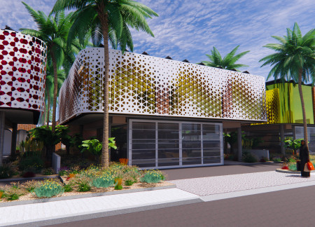 Charred Wooden Shingles and Cross-Laminated Timber Forming a Community-Centric Space  