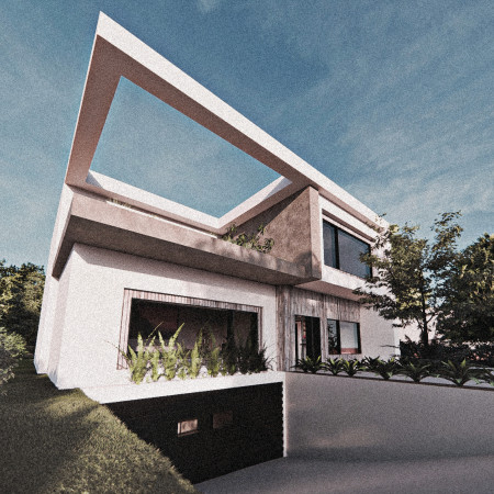 Cubic Structure Featuring Eco-Crete Panels and Modular Timber Construction For Sustainable Living