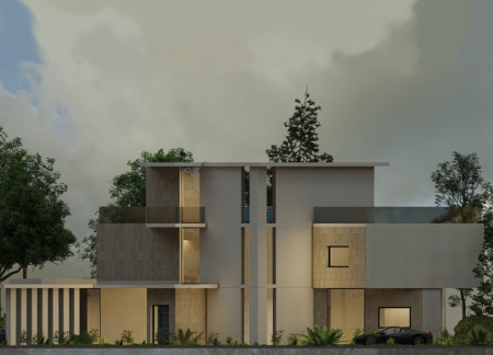 Diamond Courtyard Surrounded by Low-Iron Glass and Limestone in a Sustainable Residential Villa  