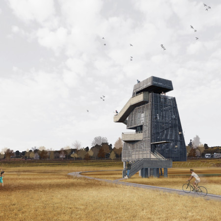 Charred Wooden Shingles and Recycled Concrete Define a Multifunctional Community Hub  