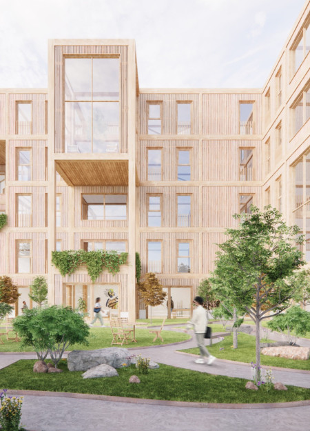 Charred Wooden Shingles and Cross-Laminated Timber Form a Sustainable Community Hub