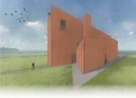Weathering Steel Observation Tower Emphasizing Indirect Pathways for Community Engagement  