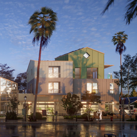 Charred Wooden Shingles and Cross-Laminated Timber Panels Create A Sustainable Urban Living Environment