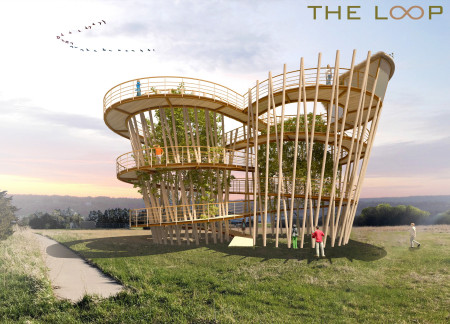 Recreational Pathway Embracing Nature with Glazed Panels and Softwood Structures