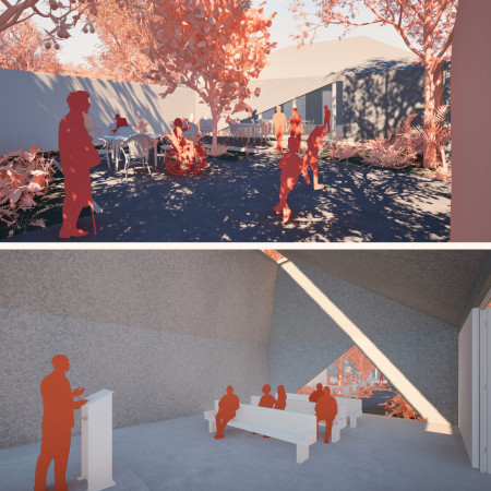 Charred Wooden Shingles and Cross-Laminated Timber Panels Define a Community-Centric Space  