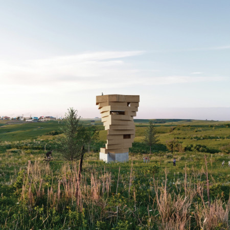 Charred Wooden Shingles and Cross-Laminated Timber Panels in a Sustainable Community Space