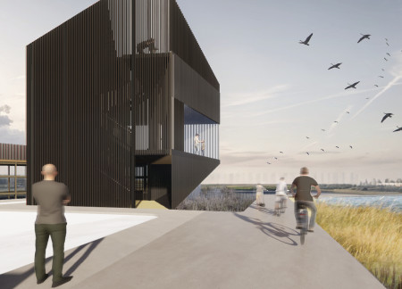 Vented Façade and Engineered Wood Create Connection to Marshland Ecosystem  