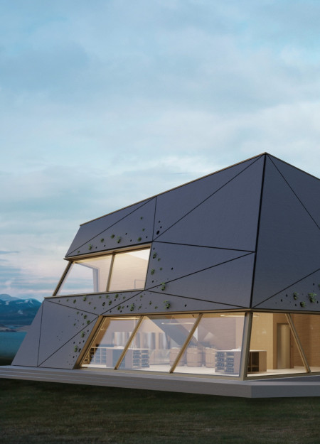 Charred Wooden Shingles and Reinforced Concrete Define A Sustainable Community Hub