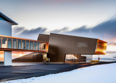 Charred Wooden Shingles and Expansive Glass Facades in a Community-Centric Space  