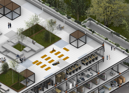 Charred Wooden Shingles and Modular Elements Defining Sustainable Mixed-Use Development  
