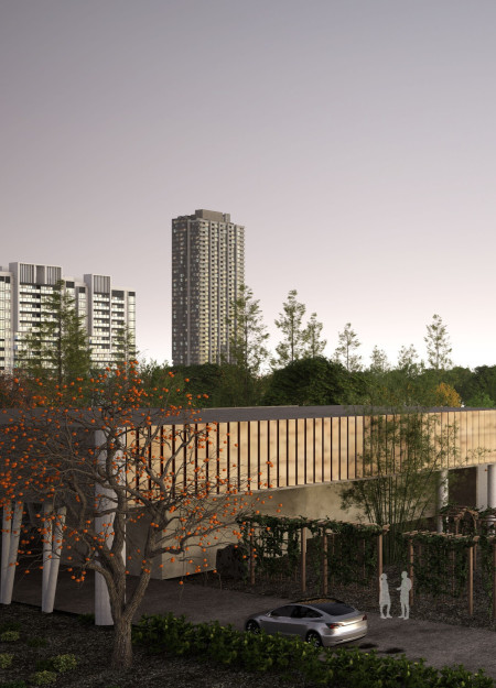 Charred Wooden Shingles and Transparent Walls Defining a Community Hub in France