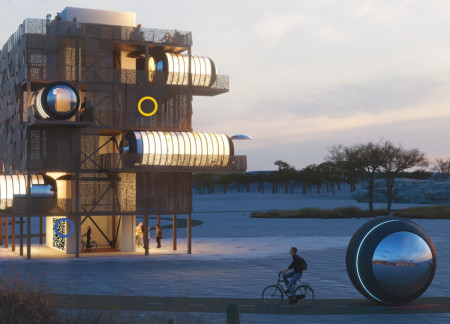 Charred Wood Facade and Cross-Laminated Timber Design in a Community Hub  