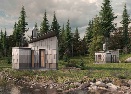 Charred Wooden Shingles and Concrete Facades in A Multifunctional Community Space