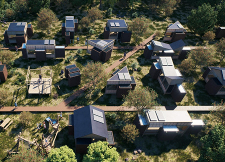Charred Wooden Shingles and Cross-Laminated Timber Panels Define A Community-Centric Space  