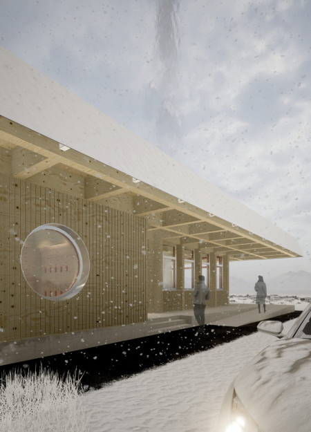 Geothermal-Enhanced Shelter with Larch Facade and Integrated Moss Roof  