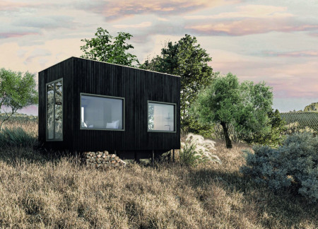 Charred Wooden Shingles Define Sustainable Living Through Cross-Laminated Timber Construction