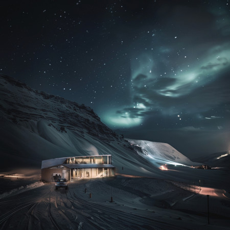 Curved Roof Design Featuring Glazed Façades and Sustainable Wood Materials in a Ski Retreat