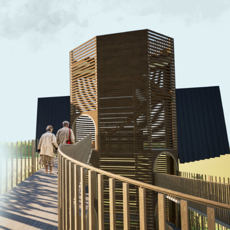Charred Wooden Shingles and Rainwater Harvesting Define a Community-Centric Hub