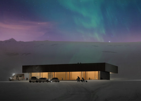 Charred Wooden Shingles and Cross-Laminated Timber Panels in a Multifunctional Community Space  