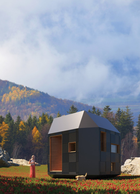Charred Wooden Shingles and Cross-Laminated Timber Panels Define A Multifunctional Urban Space
