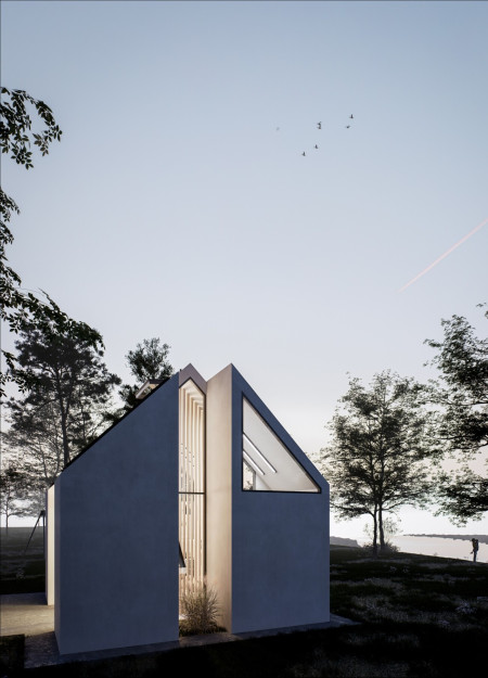 Charred Wood Accents and Reinforced Concrete Blend in a Harmonious Residential Space  