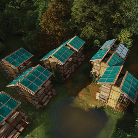 Charred Wooden Shingles and Cross-Laminated Timber Enrich a Multi-Use Community Space