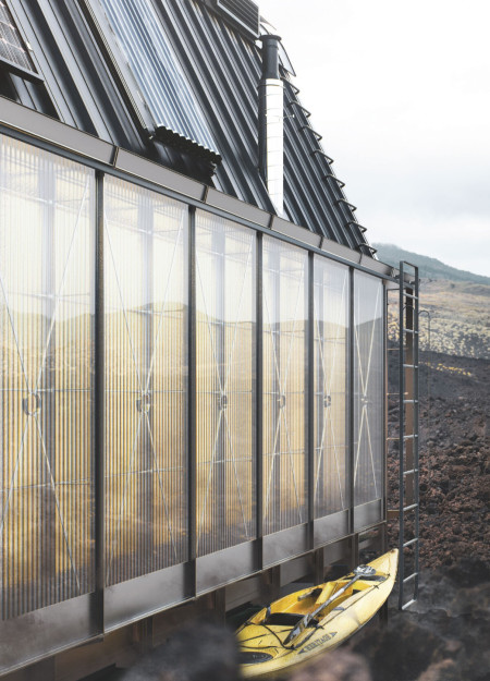Charred Wooden Shingles and Cross-Laminated Timber Panels in a Community-Centric Design