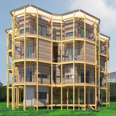 Charred Wooden Shingles and Cross-Laminated Timber Panels Define A Community-Focused Space  
