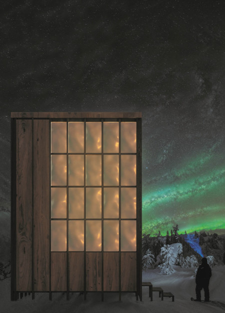 Charred Wooden Shingles and Laminated Timber Form a Compact Micro Living Space  
