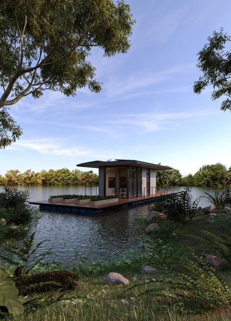 Charred Wooden Shingles and Cross-Laminated Timber Panels Define A Multilevel Community Space