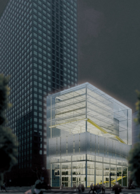 Double Facade Design Incorporating Glass and Metal Louvers for Flexible Urban Workspaces  