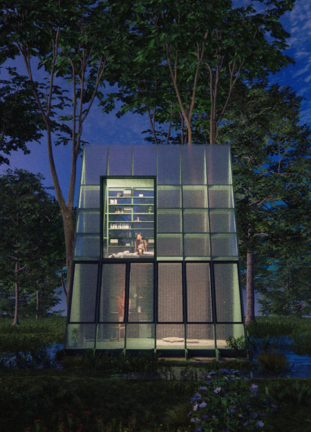 Charred Wooden Shingles and Steel Framework Enabling Community Interaction in Urban Living Spaces