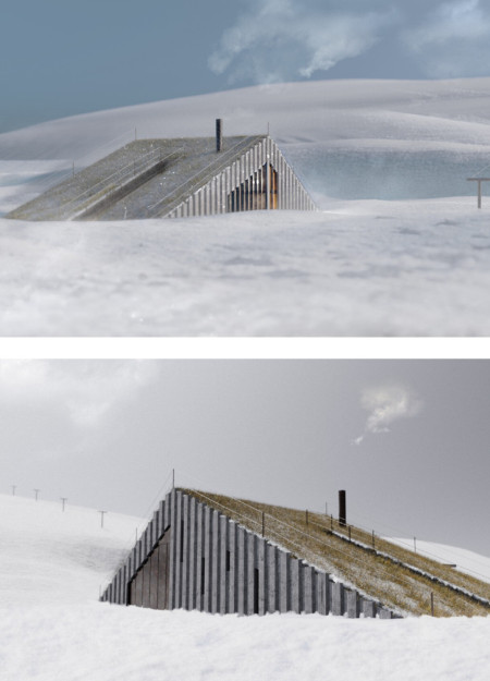 Geothermal Retreat Crafted with Weathered Corten and Native Volcanic Rock  