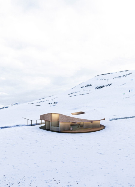 Charred Wooden Shingles and Thermal Mass Create a Sustainable Community Space  