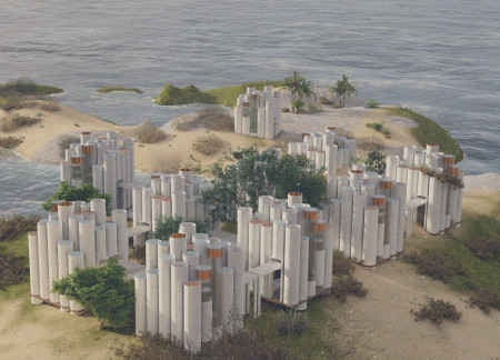 Cylindrical Housing Units Constructed From Composite Boards for Sustainable Community Living
