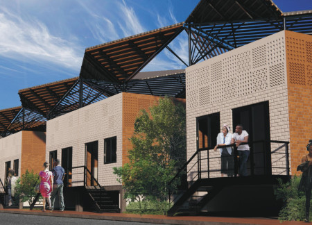 Charred Wood Shingles and Rammed Earth Create Seamless Indoor-Outdoor Connections in Urban Community Space