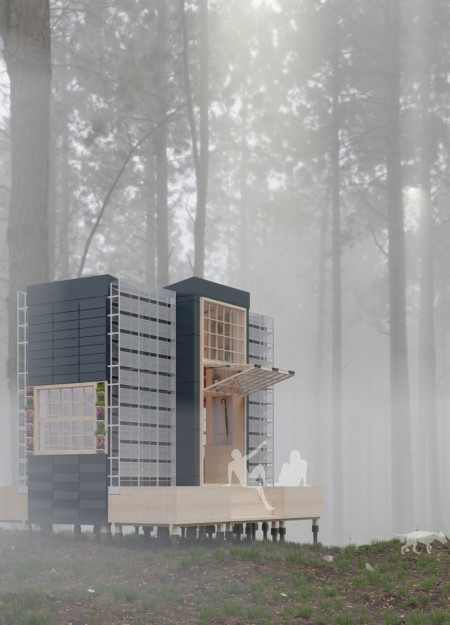 Charred Wooden Shingles and Cross-Laminated Timber Define an Eco-Conscious Community Space