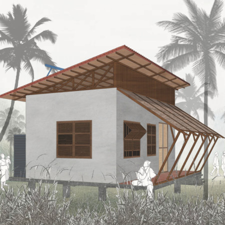 Charred Wooden Shingles and Biophilic Courtyards Shaping a Community Space