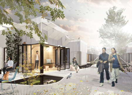 Charred Wooden Shingles and Cross-Laminated Timber Panels Define a Sustainable Community Hub