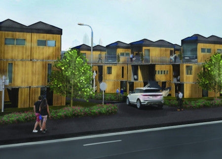 Elevated Sky Bridges and Sustainable Timber Construction in a Compact Urban Community  