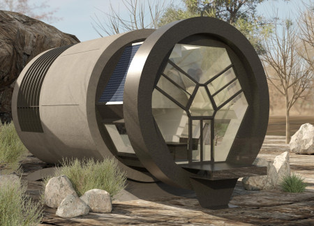 360-Degree Rotating Living Space Constructed from Reinforced Concrete Tubes