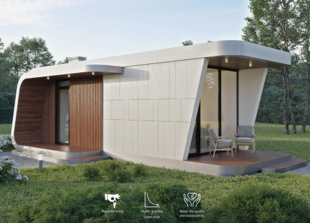 Charred Wooden Shingles and LEC Panels Forming Compact Urban Living Solutions  