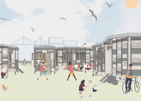 Charred Wooden Shingles and Cross-Laminated Timber Panels in Versatile Community Shelters