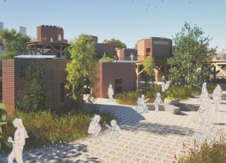 Charred Wooden Shingles and Cross-Laminated Timber Panels Enhance Community Resilience and Functionality
