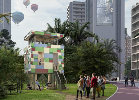 Charred Wooden Shingles and Cross-Laminated Timber Define a Community-Centric Space  